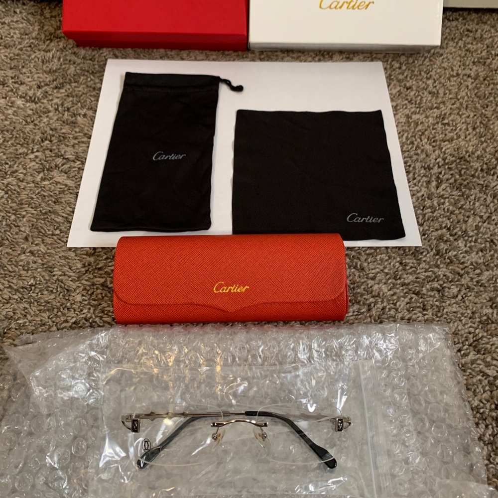 Cartier Glasses Clear Lens Silver Frame sunglasses